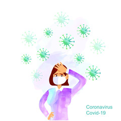 People wearing masks protecting themselves from the virus.  vector illustration.