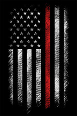 grunge usa firefighters flag with thin red line vector design	