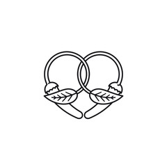 Heart of chili peppers and herb leaves vector icon