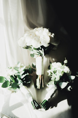 Wonderful luxury wedding bouquet of different flowers