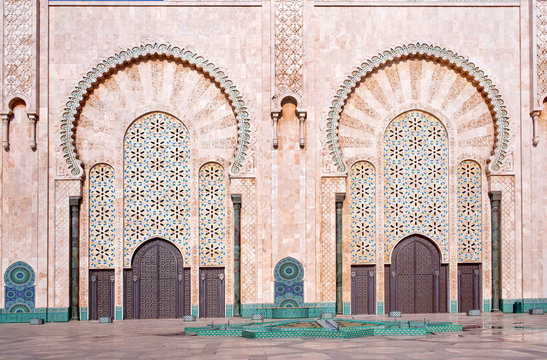 Exterior of Hassan II Mosque in Casablanca, Morocco, Africa