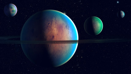 Obraz na płótnie Canvas 3D illustration of an space planet universe