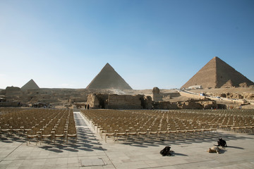 Fototapeta na wymiar Giza Pyramids and Sphinx in Cairo, Egypt, ancient Egyptian civilization landmark 