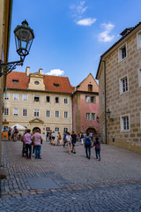 Golden lane Castle district street of Prague in Czech Republic.