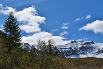 Alpine Gebirgslandschaft in Malbun Liechtenstein im Mai 2020