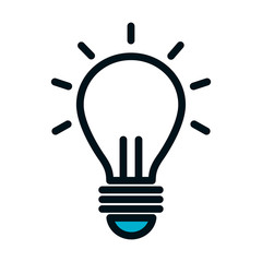 bulb light icon, half color half line style