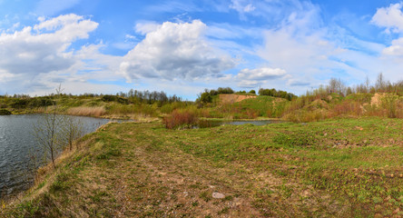 Spring landscape of a closed sand pit.