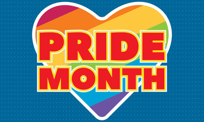 LGBT Pride Month in June. LGBT flag in text. Poster, card, banner, background, T-shirt design ilustration. 