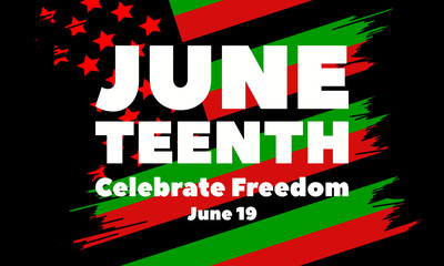 Juneteenth Freedom Day. African-American Independence Day, June 19. Juneteenth Celebrate Black Freedom. T-Shirt, banner, greeting card design.
