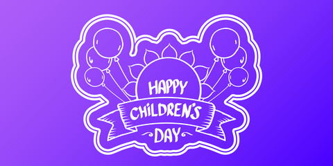 1 june international childrens day cartoon horizontal banner background. happy Children day greeting card. icon or label. Cartoon kids day poster. Children day banner
