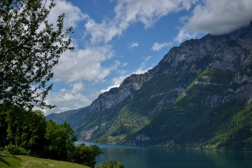 Naklejka na ściany i meble idyllische Panoramalandschaft in der Schweiz im Mai 2020