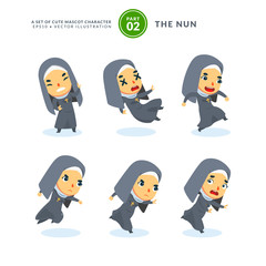 Obraz na płótnie Canvas Vector set of cartoon images of a nun. Second Set. Isolated Vector Illustration