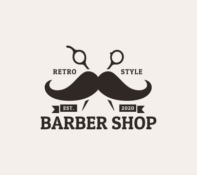vintage style barber shop logo template