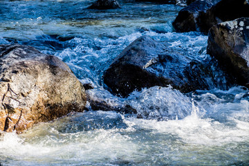 Confluence of Yoho and Kickinh Horse rivers. Yoho National Park. British Columbia, Canada.