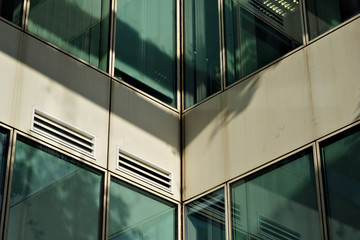 Corner windows of an office building