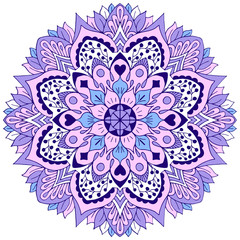 stylized mandala with floral elements, and geometric shapes. Vector illustration