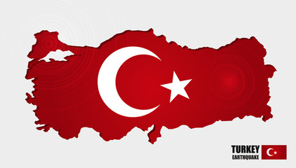 3D Turkey Map,Earthquake concept with Circle Vibration,design for education,science and news,Vector Illustration.