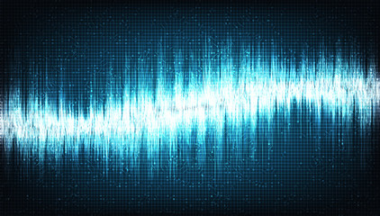 Futuristic Digital Sound Wave on Light Blue Background,technology and earthquake wave diagram concept,design for music studio and science,Vector Illustration.
