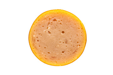 cut cross section sausage isolated on white background