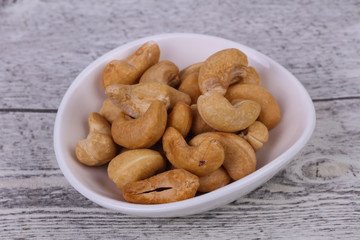 Cashew nuts heap in the bowl