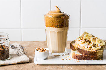 Dalgona Coffee with Sandwich