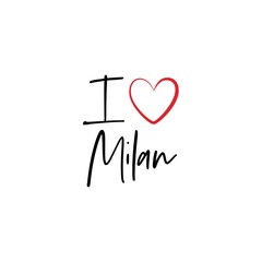 I love Milan calligraphy vector design