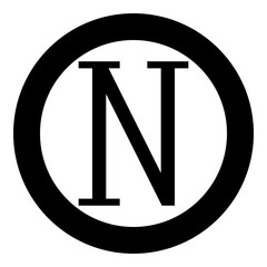 Nu greek symbol capital letter uppercase font icon in circle round black color vector illustration flat style image