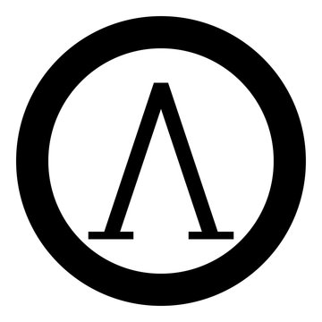 Lambda greek symbol capital letter uppercase font icon in circle round black color vector illustration flat style image