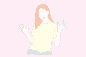 Woman showing ten fingers vector.;
