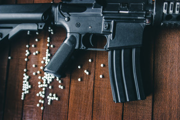 butt and up close on small airsoft rifles
