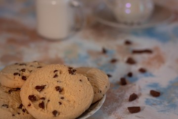 by eating chocolate chip pastries