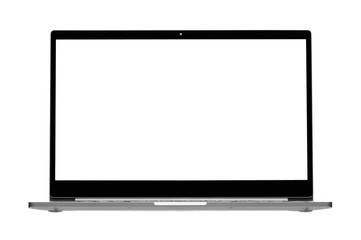 Laptop screen copy space isolated on white background.