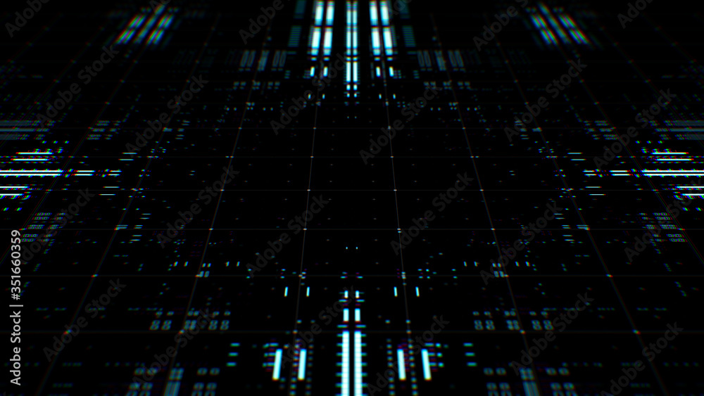 Poster 3d render of complex technology background. multi layered render. abstract data processing.