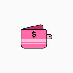 Wallet flat icon vector illustration isolated on white background.