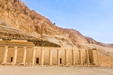 Hatchepsut Temple. The Tombs of the Nobles, located on the West Bank’s cliffs used to be where Elephantine island’s governors. Egypt, Africa.