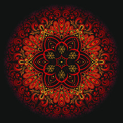 Vector Black and Red Mandala Illustration