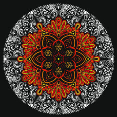 Vector Black White and Red Mandala Illustration