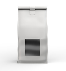 Blank Craft Brown Paper Bag Packaging For coffee beans, dry fruits and other food items. 3d render illustration.