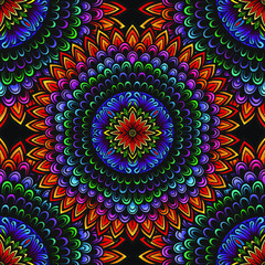 Vector Color Mandala Seamless Pattern