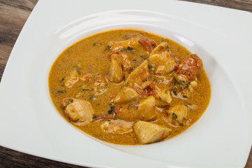Traditional thai curry chicken soup
