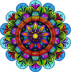 Vector Colorful Floral Mandala Illustration