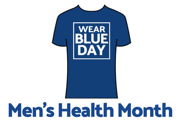 Wear Blue Day, part of Men’s Health Month. Holiday concept. Template for background, banner, card, poster with text inscription. Vector EPS10 illustration