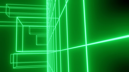 3d rendering Abstract motion digital technology lines green