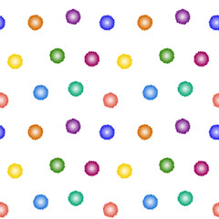 Abstract colorful seamless pattern of multicolor round blobs on white background. For children textile or stuff