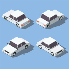 Low poly cartoon car. Flat 3d vector isometric illustration.