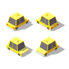 Isometric taxi car. Vector illustration of low poly vehicle.