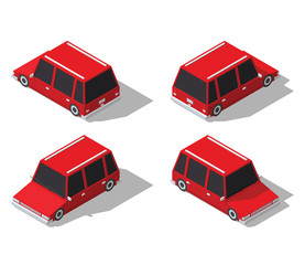 Vector isometric station wagon. Cartoon car illustration.