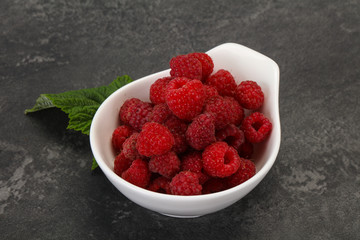 Red bright ripe sweet raspberry