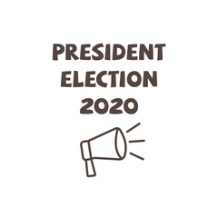 Presidential election 2020. Inscription with loud-hailer in line style. Vector illustration isolated on white background banner