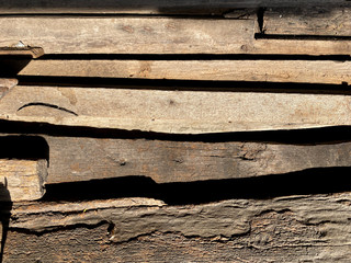 Logs that have been used are stacked together.